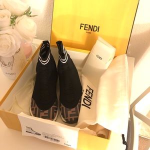 Fendi Rockotop Zucca Sock Sneakers
